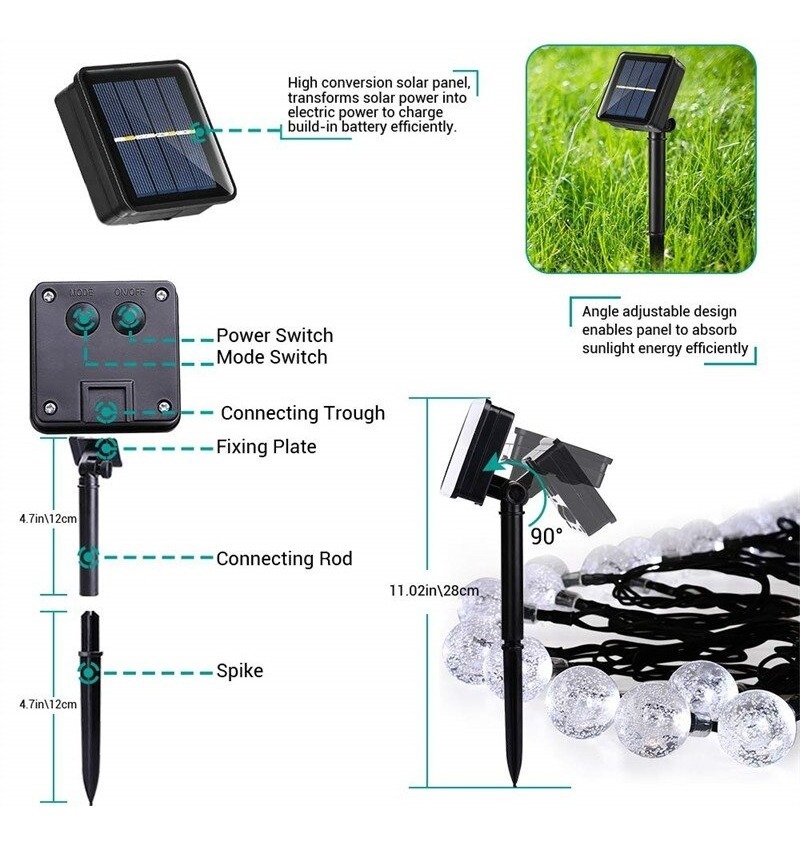 Foto 5 pulgar | Guirnalda Solar Forma de Esfera Led Multicolor de 6 m - Venta Internacional