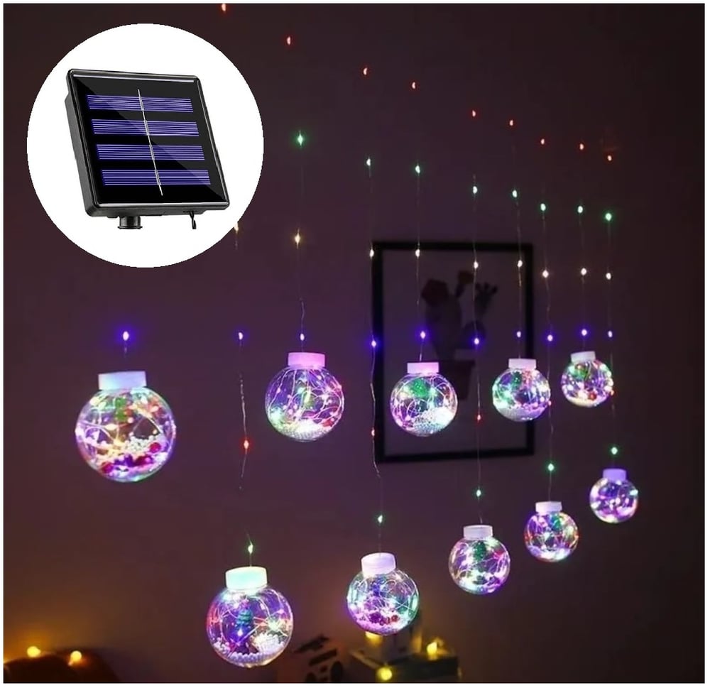 Foto 3 pulgar | Luces Led de Cortina Solar Garland 2 Unidades 3 m 10 Luces Multicolores - Venta Internacional