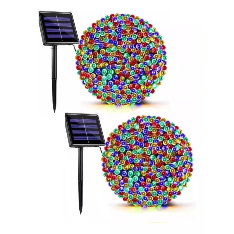 Foto 3 pulgar | Paquete de 2 Luces Solares con Forma de Guirnalda 10 Metros 100 Led Multicolores - Venta Internacional