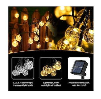 Foto 4 | Guirnalda Solar con Forma de Esfera Led Cálida 3 Piezas 6 m de Largo - Venta Internacional