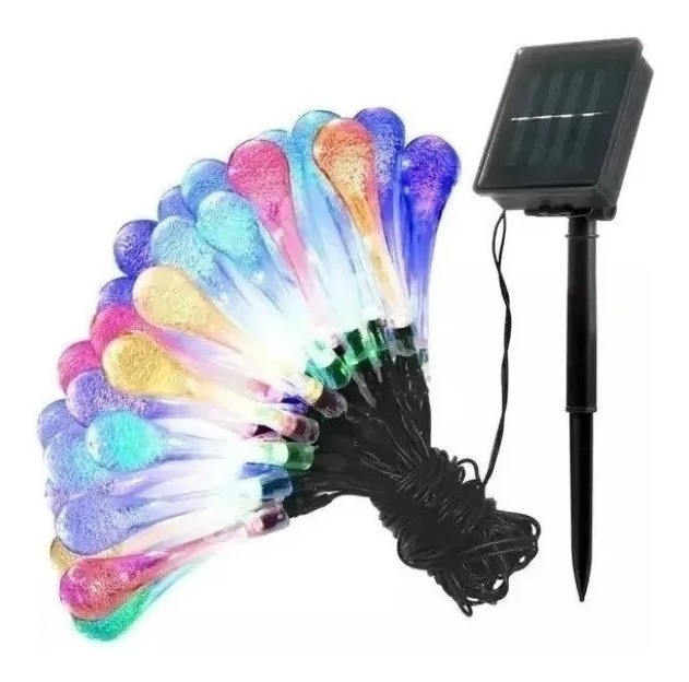 Guirnalda Solar de Luces Navideñas de 6 Metros con 100 Led Multicolor - Venta Internacional