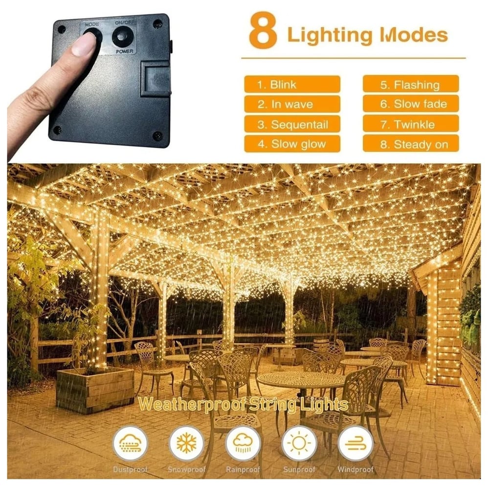 Foto 3 pulgar | Guirnalda Solar 200 Luces Led Cálidas 20 M con Panel Solar - Venta Internacional