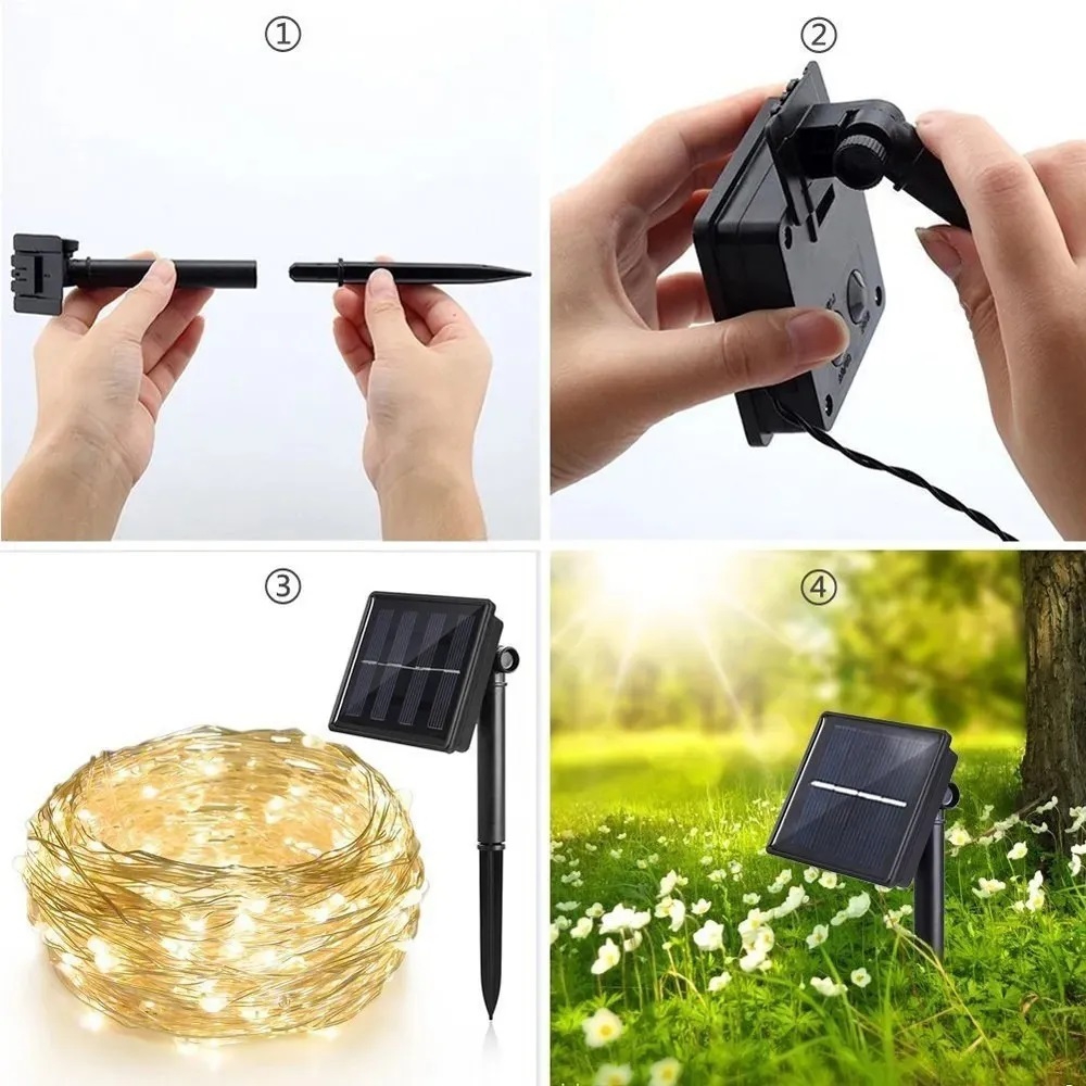 Foto 4 pulgar | Guirnalda Solar 200 Luces Led Cálidas 20 M con Panel Solar - Venta Internacional