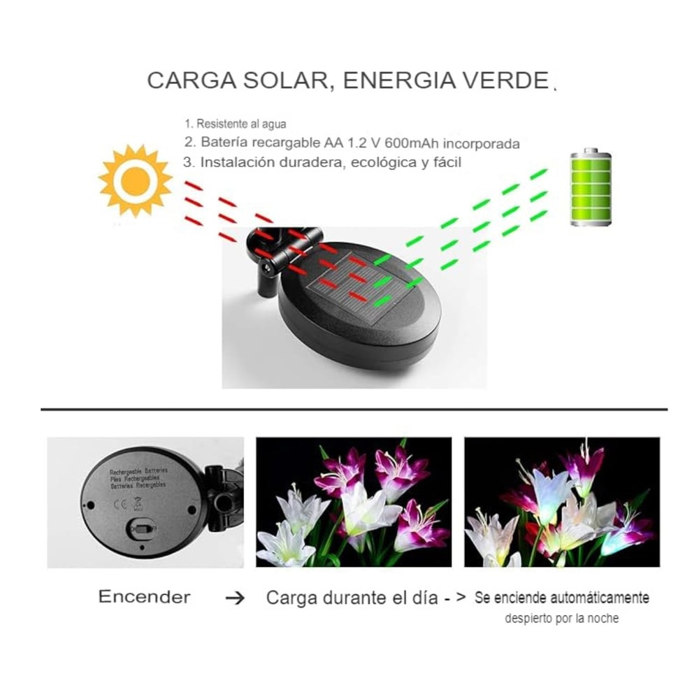 Foto 6 pulgar | Luces Solares de Flores Lirios Impermeables para Embellecer tu Jardín