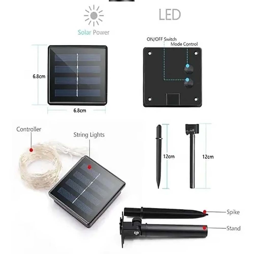 Foto 4 pulgar | Guirnalda de Luces Solares 50 Led Luz Cálida 7 M- Venta Internacional