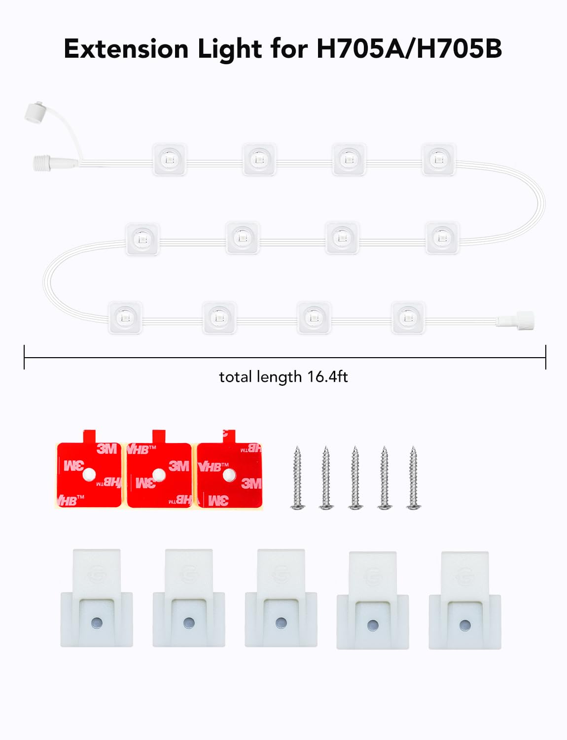 Foto 3 pulgar | Luces Exteriores Govee De 16.4 Pies Con Clips Y Pegamento Vhb Rgbic H705a/b/c - Venta Internacional.