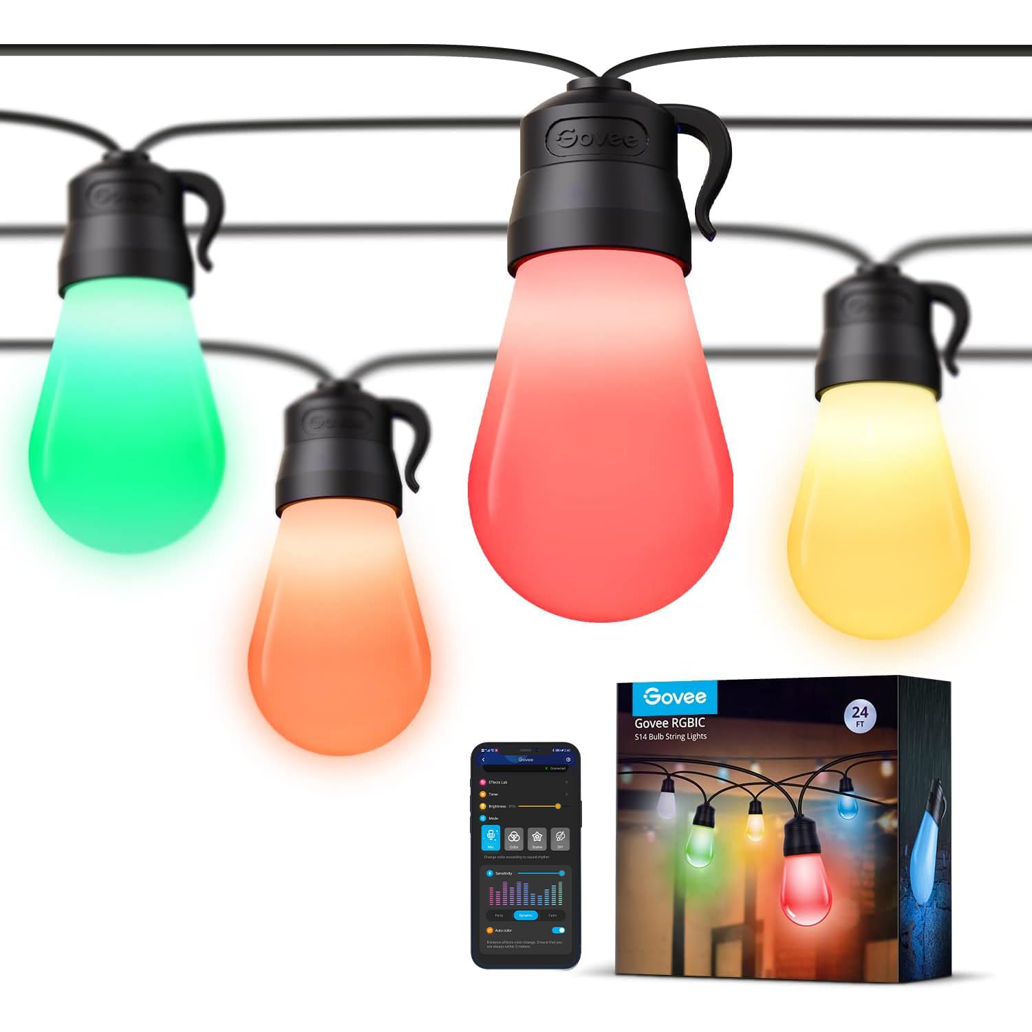 Guirnalda De Luces Para Exteriores Govee De 24 Pies Con 8 Bombillas Led Rgbic Regulables - Venta Internacional. $1,410