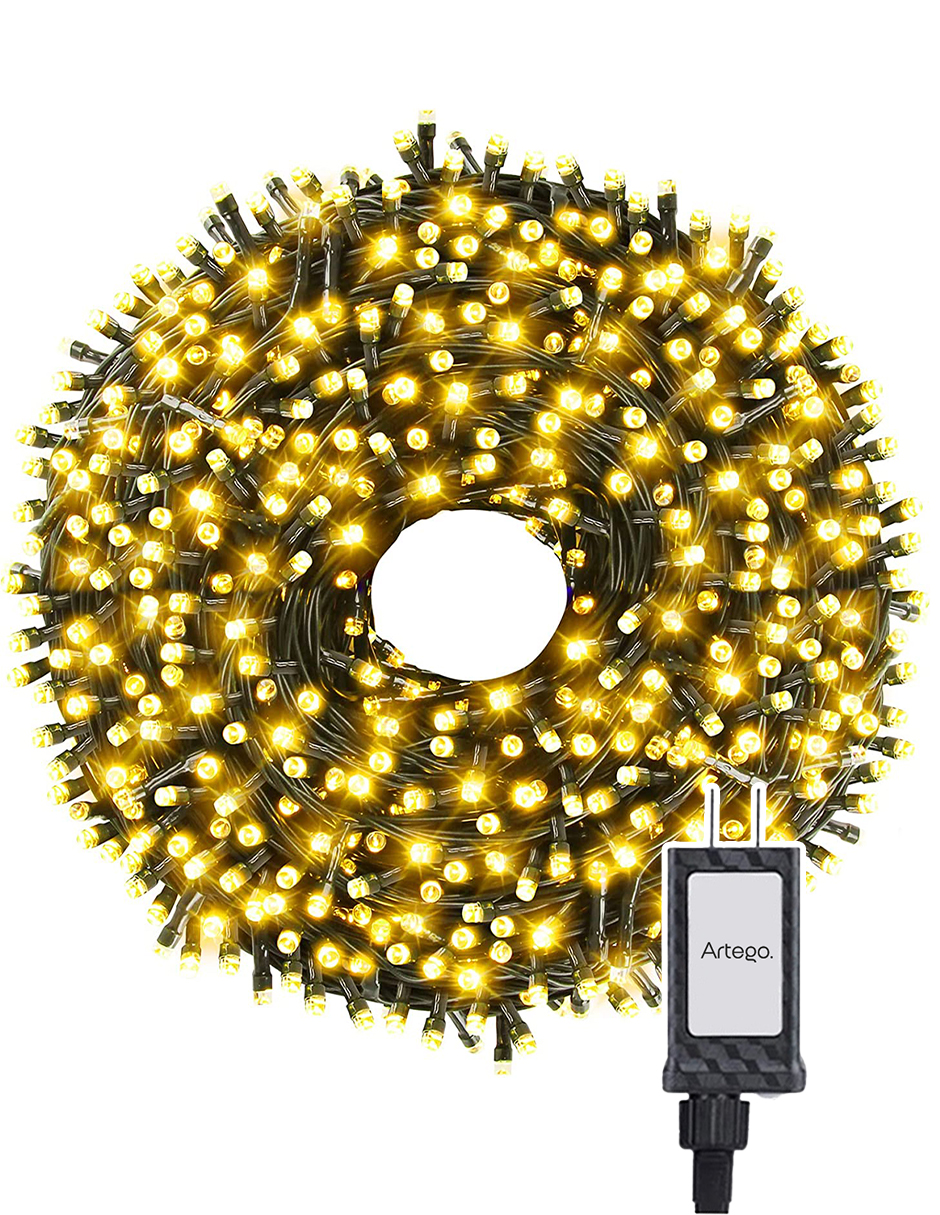 Foto 1 | Luces Serie De Navidad Christmas 100 Led Luz Cálida Cable Verde Cuenta Con Conector Eléctrico 8 Modos De Uso Con