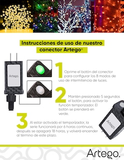 Foto 8 | Luces Serie De Navidad Christmas 100 Led Luz Cálida Cable Verde Cuenta Con Conector Eléctrico 8 Modos De Uso Con