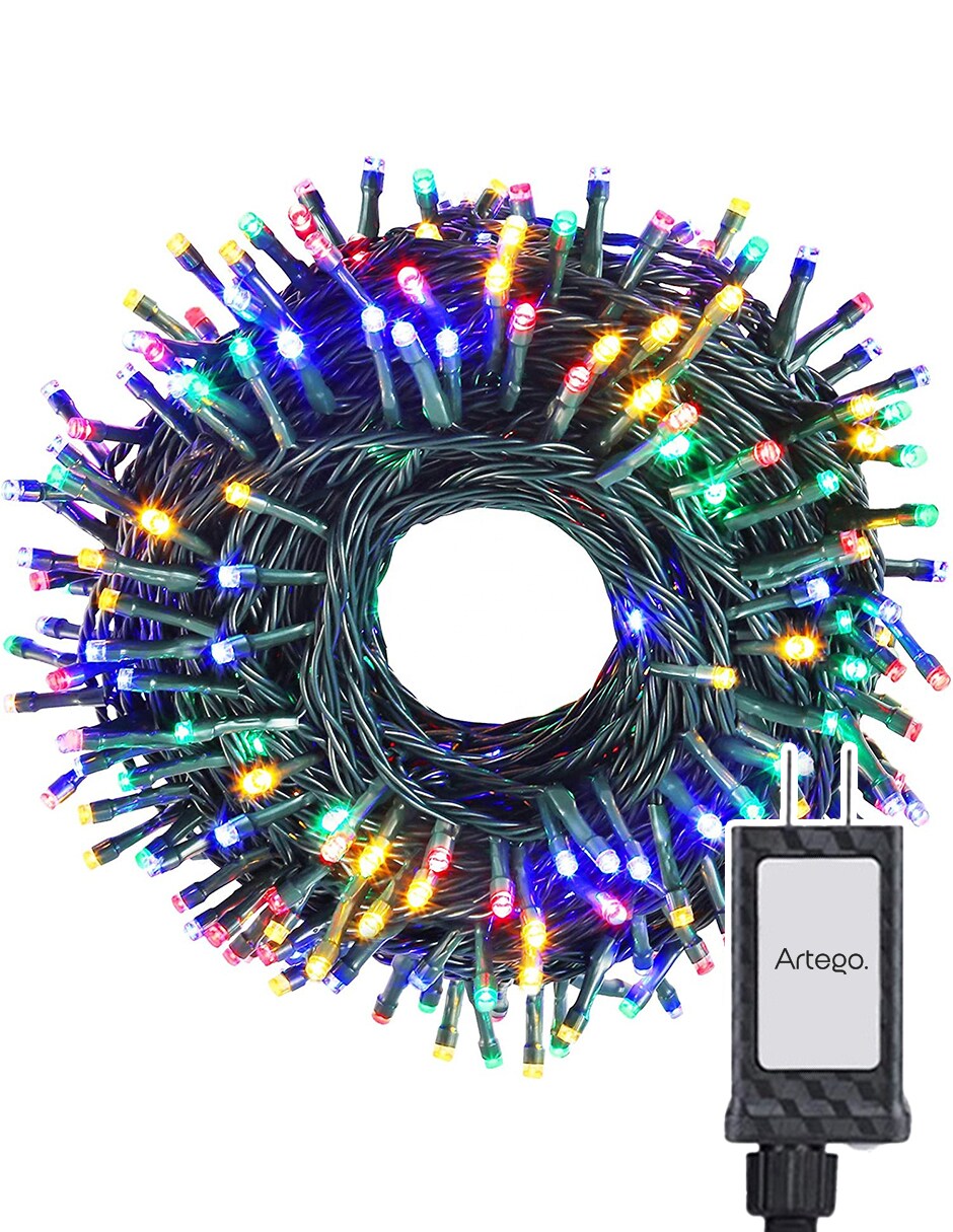 Luces Serie De Navidad Christmas 100 Led Luz Multicolor Cable Verde Cuenta Con Conector Eléctrico 8 Modos De Uso T $299