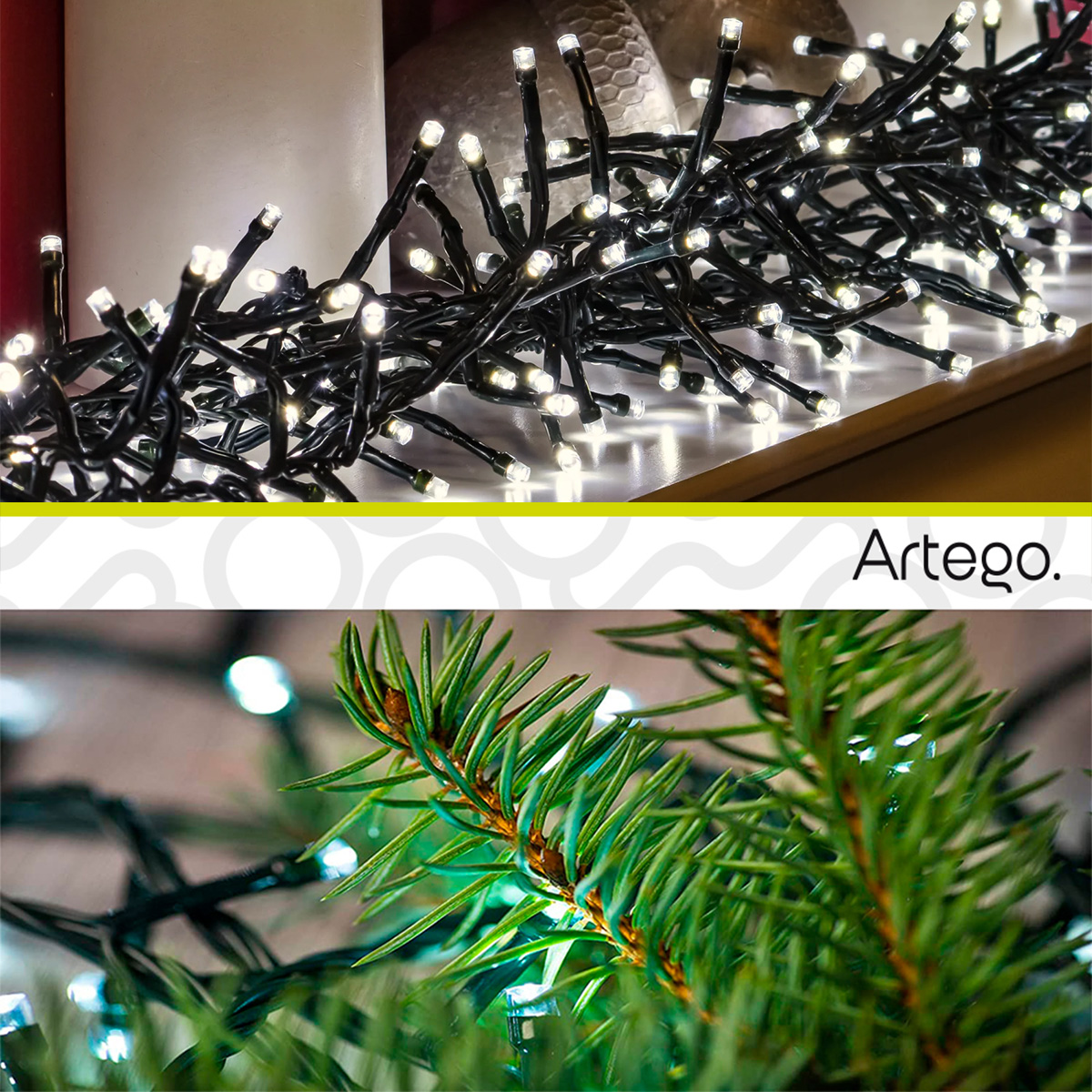 Foto 7 pulgar | Luces De Navidad Serie 300 Led Cluster Alta Densidad Luz Blanca Cable Verde Para Uso Interior Exterior  8 Modos De Uso