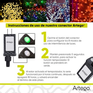 Foto 8 | Luces De Navidad Serie 300 Led Cluster Alta Densidad Luz Blanca Cable Verde Para Uso Interior Exterior 8 Modos De Uso