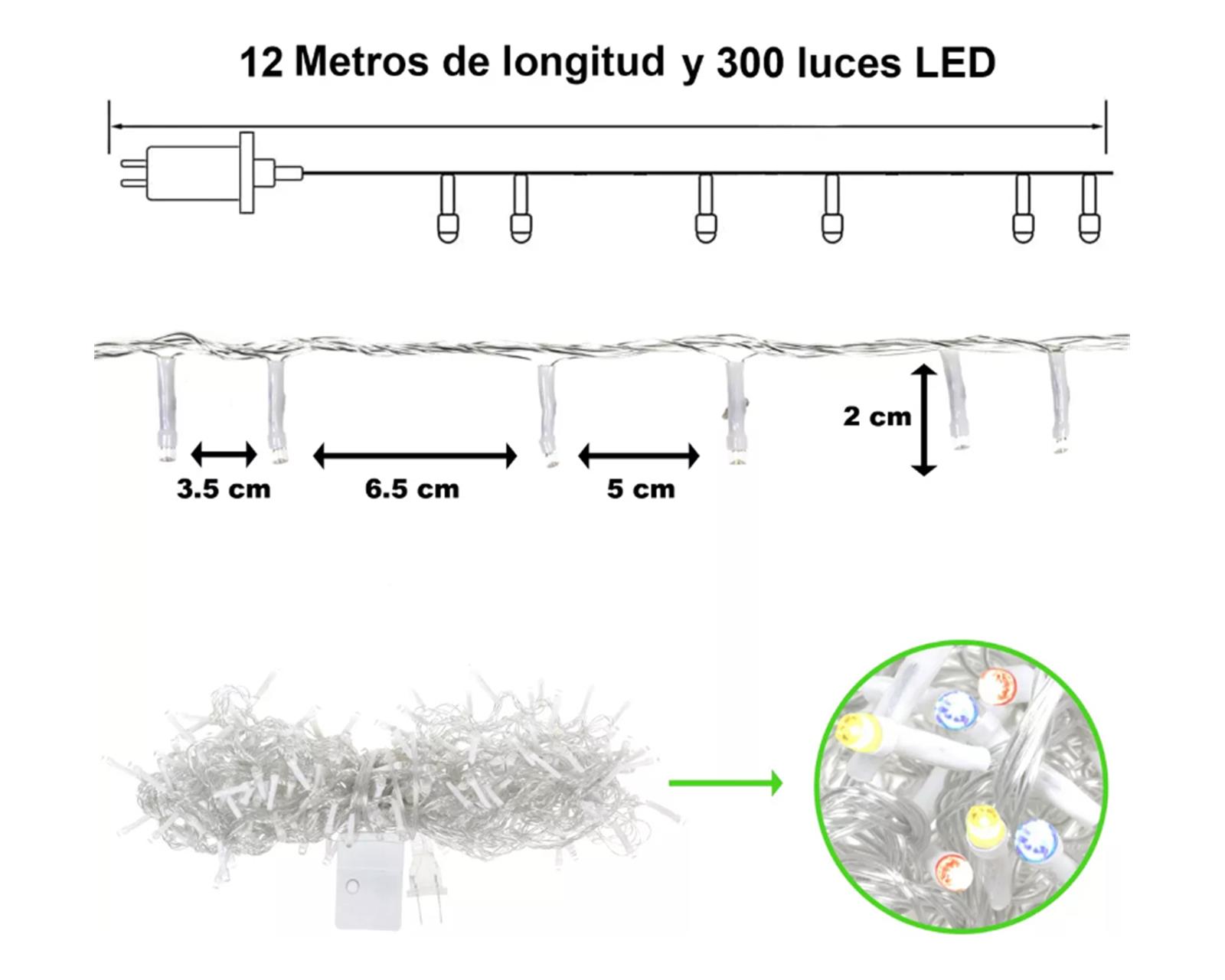 Foto 3 | Serie 300 Luces Led Decorativa Multicolor 12 m