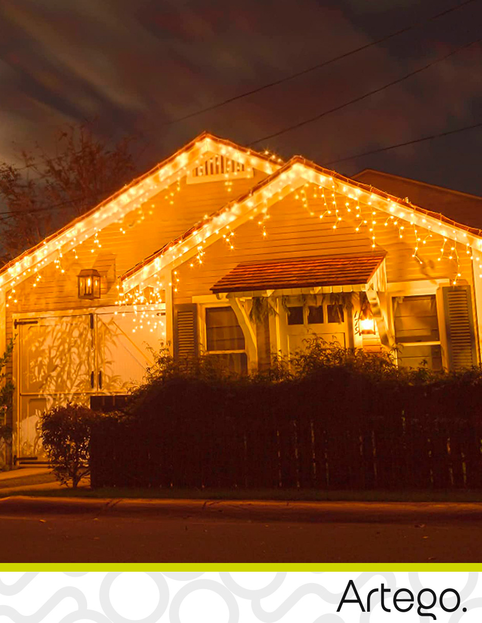 Foto 5 | Serie tipo Cascada de Navidad Christmas 192 Led Luz Cálida Cable 8 Modos Uso Temporizador