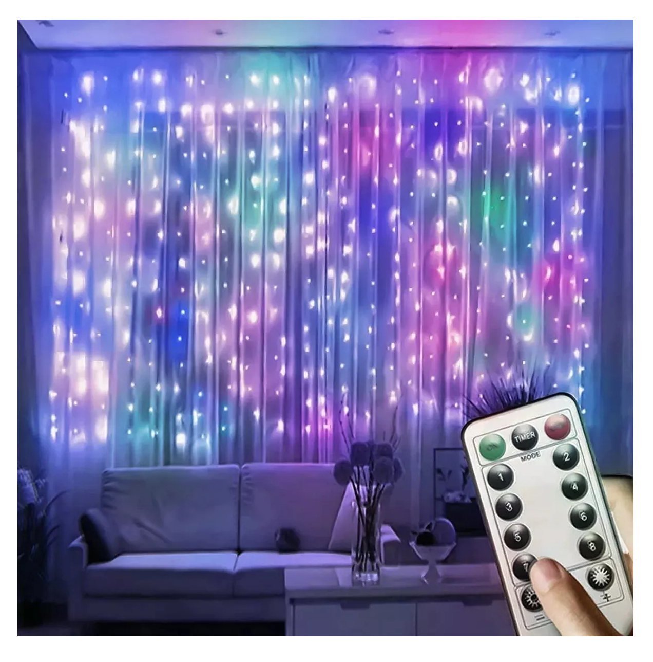 Foto 5 pulgar | Cortinas Serie De Luces 300 Led Decorativas Usb 3 X 3 M Tricolor