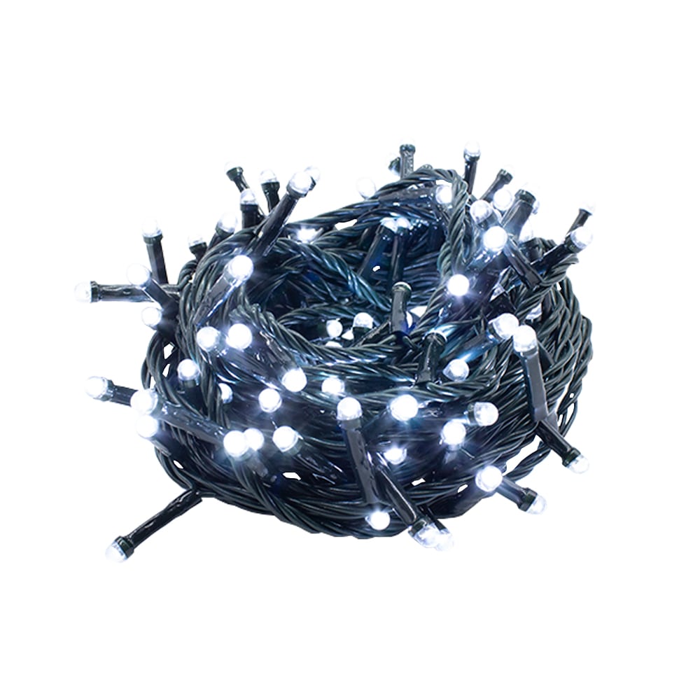 Serie Navideña 300 Luces Led Luz Blanca 14mts 8 Funciones Cable Verde $279