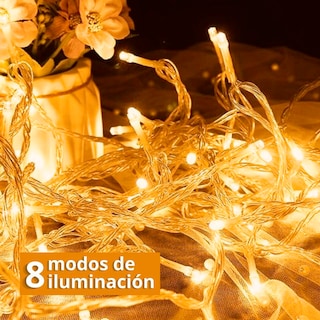 Foto 2 | Serie Luces Navideña Cascada 200 Led Kimhi Luz Blanco Calido 4 Mts 8 Modos Cable Transparente Decorativa