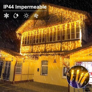 Foto 4 | Serie Luces Navideña Cascada 200 Led Kimhi Luz Blanco Calido 4 Mts 8 Modos Cable Transparente Decorativa
