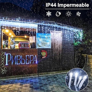 Foto 4 | Serie Luces Navideña Cascada 200 Led Kimhi Luz Blanca 4 Mts 8 Modos Cable Transparente Decorativa