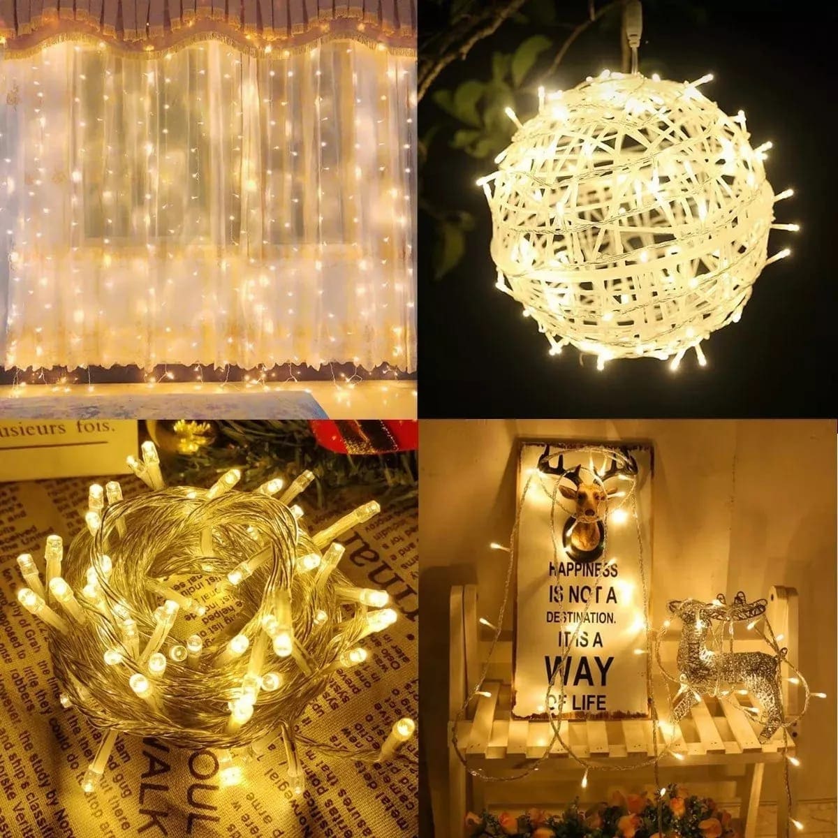 Combo De 4 Series Navideñas Decorativas Luz Calida De 10m Con 100 Leds $350