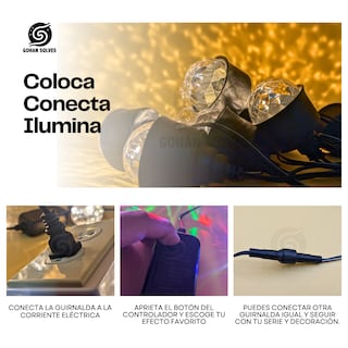 Foto 5 | Guirnalda Luces Led Rgb Decorativa Diamante Blanco, Luz Cálida Y Multicolor, Apta Para Uso En Jardín, Interior
