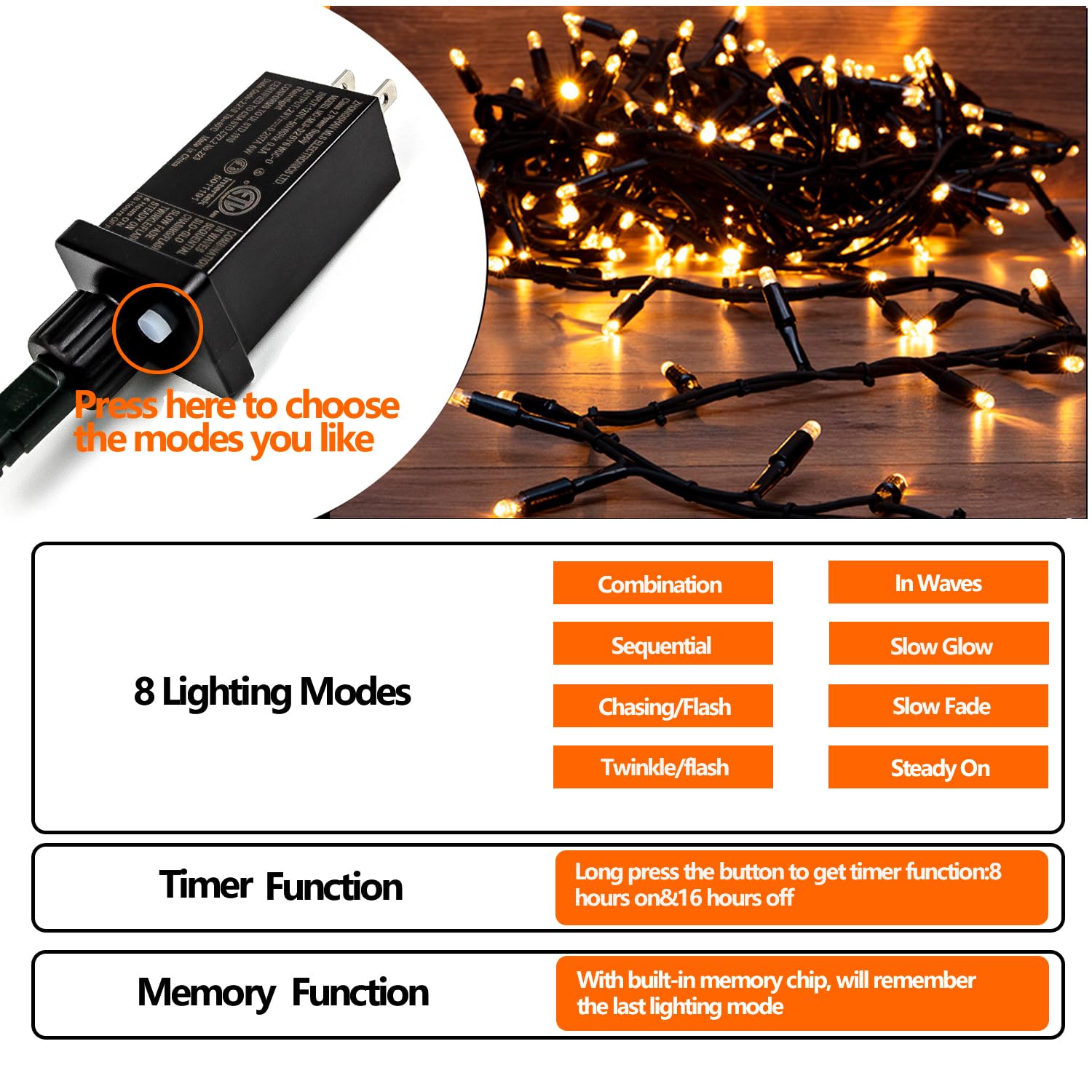 Foto 8 pulgar | Guirnalda De Luces Navideñas Yiqu De 82 Pies Y 200 Led A Prueba De Agua - Venta Internacional.