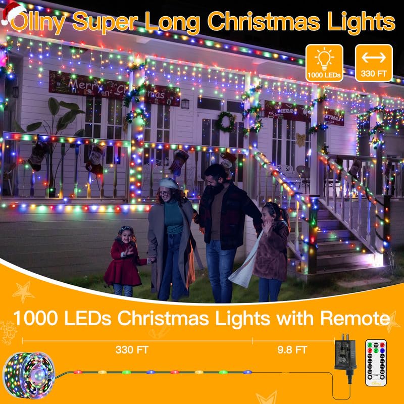 Foto 3 pulgar | Luces Navideñas Ollny 1000 Led, 100 M, Ip67, Impermeables Con Mando A Distancia - Venta Internacional.