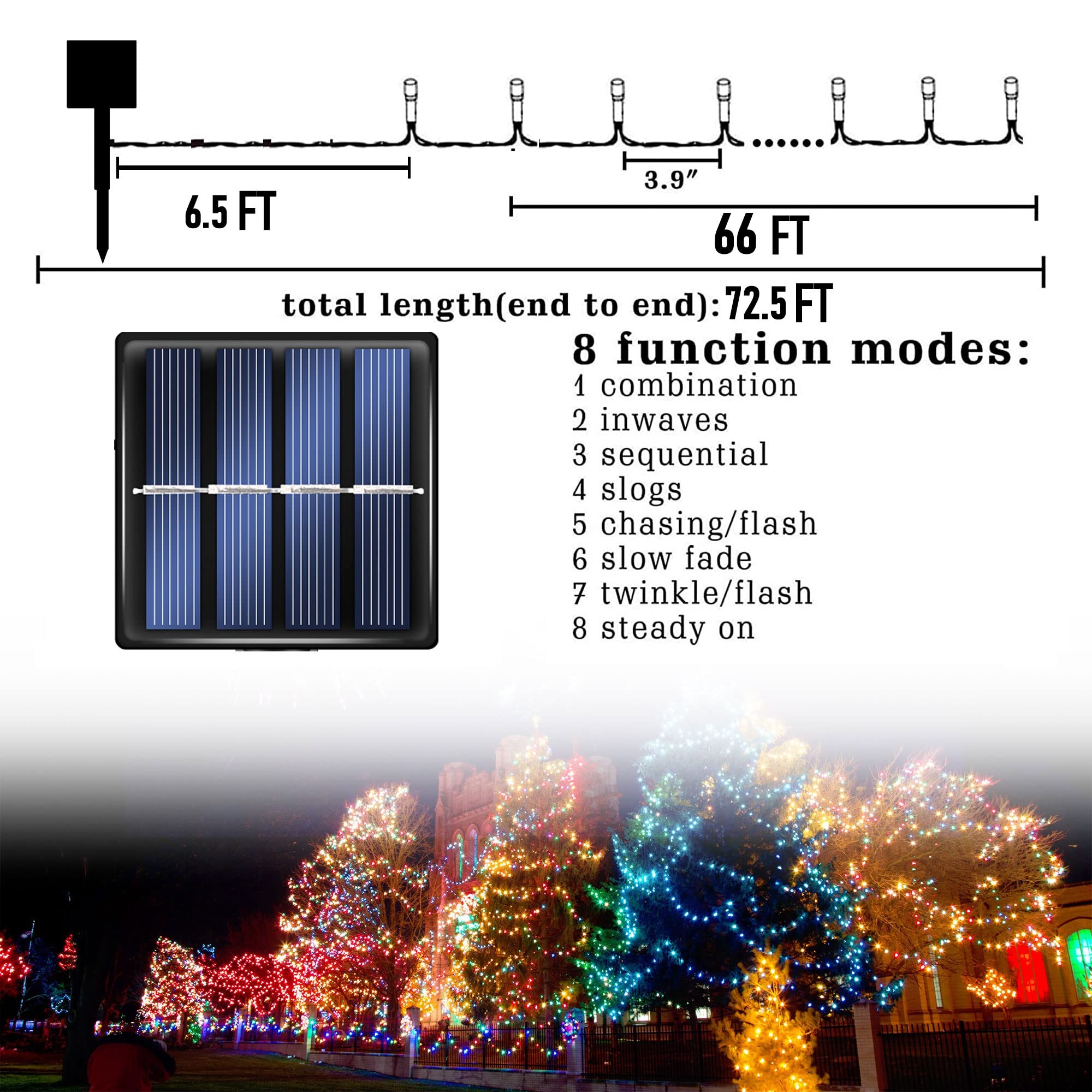 Foto 2 | Cadena De Luces Solares Navideñas Para Exteriores, Deslumbrante, 400 Led - Venta Internacional.