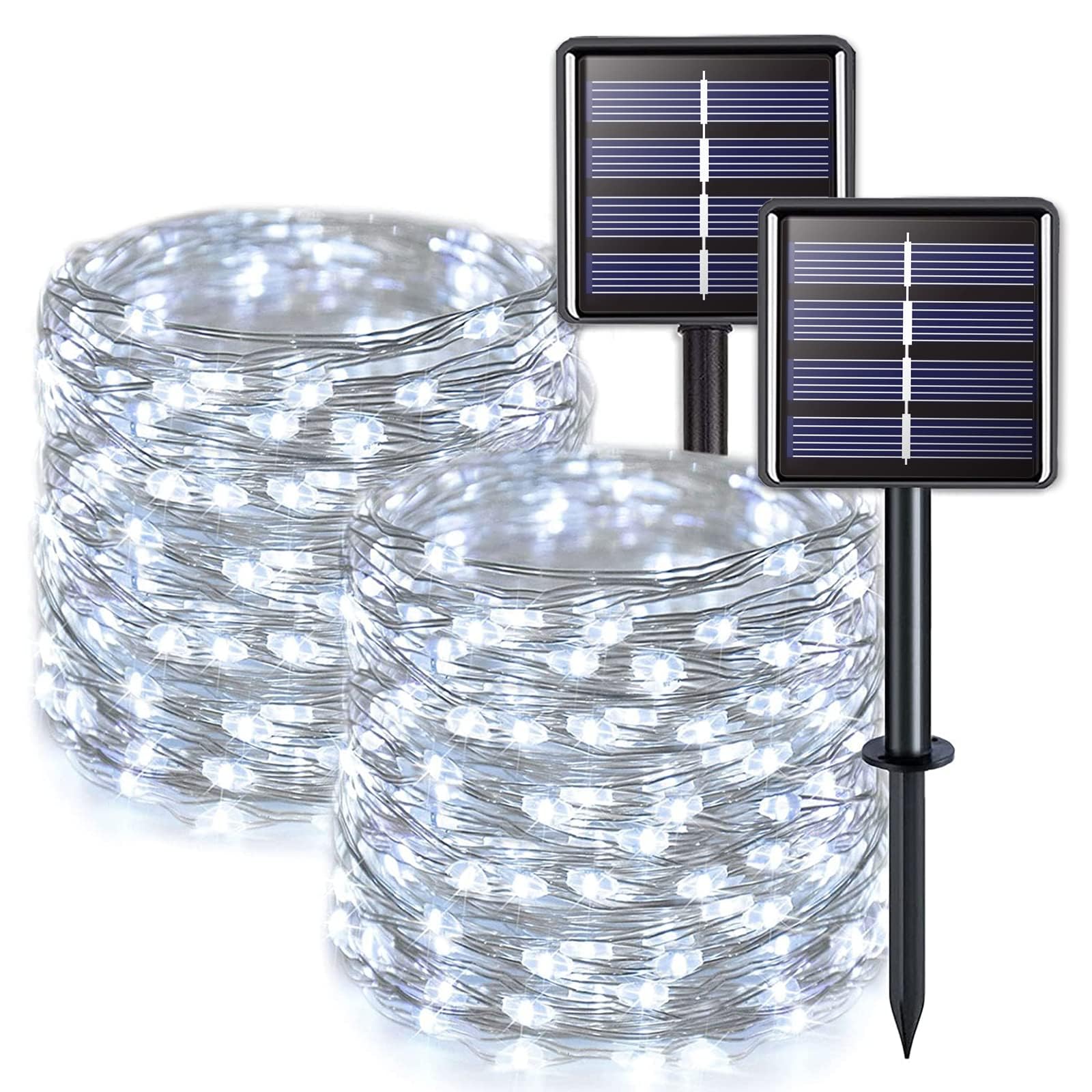 Luces Solares Navideñas Jmexsuss, 100 Led, Blancas, 33 M, Paquete De 2 - Venta Internacional. $748