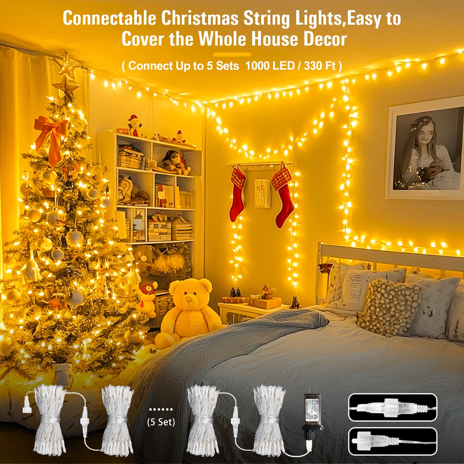 Foto 3 pulgar | Luces Navideñas Jmexsuss 200 Led, Blanco Cálido, 20 M, Interior/exterior - Venta Internacional.