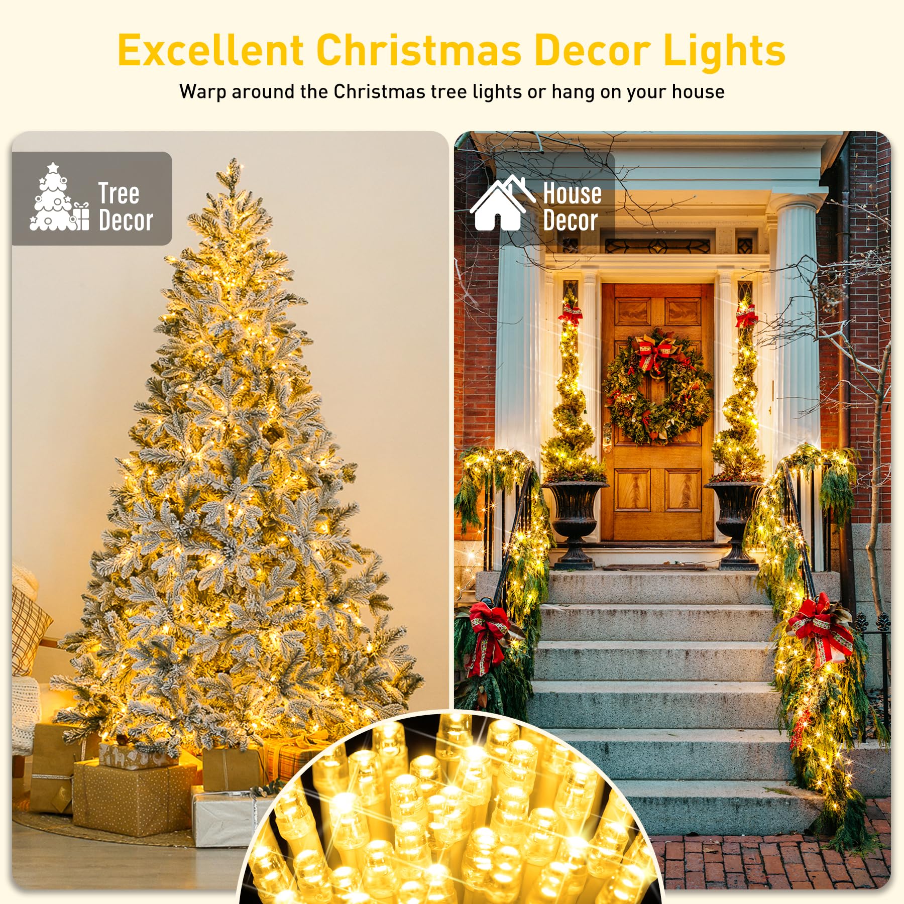 Foto 5 | Luces Navideñas Jmexsuss 200 Led, Blanco Cálido, 20 M, Interior/exterior - Venta Internacional.