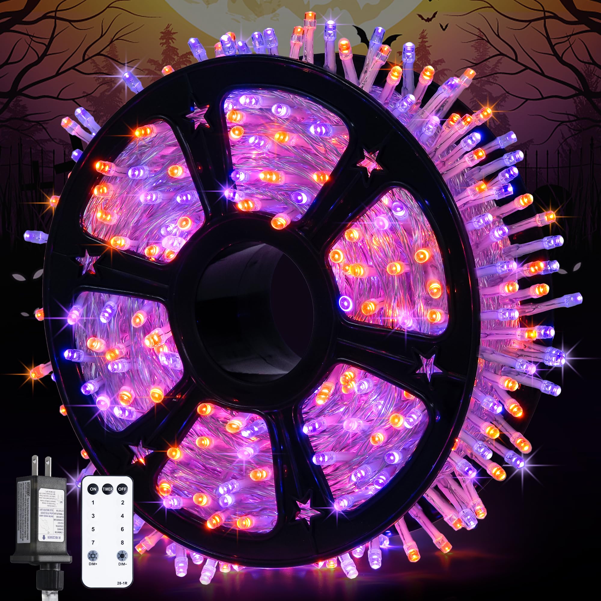 Cadena De Luces Led Jmexsuss Para Halloween, 168 Pies Y 600 Led, Para Exteriores - Venta Internacional. $1,326