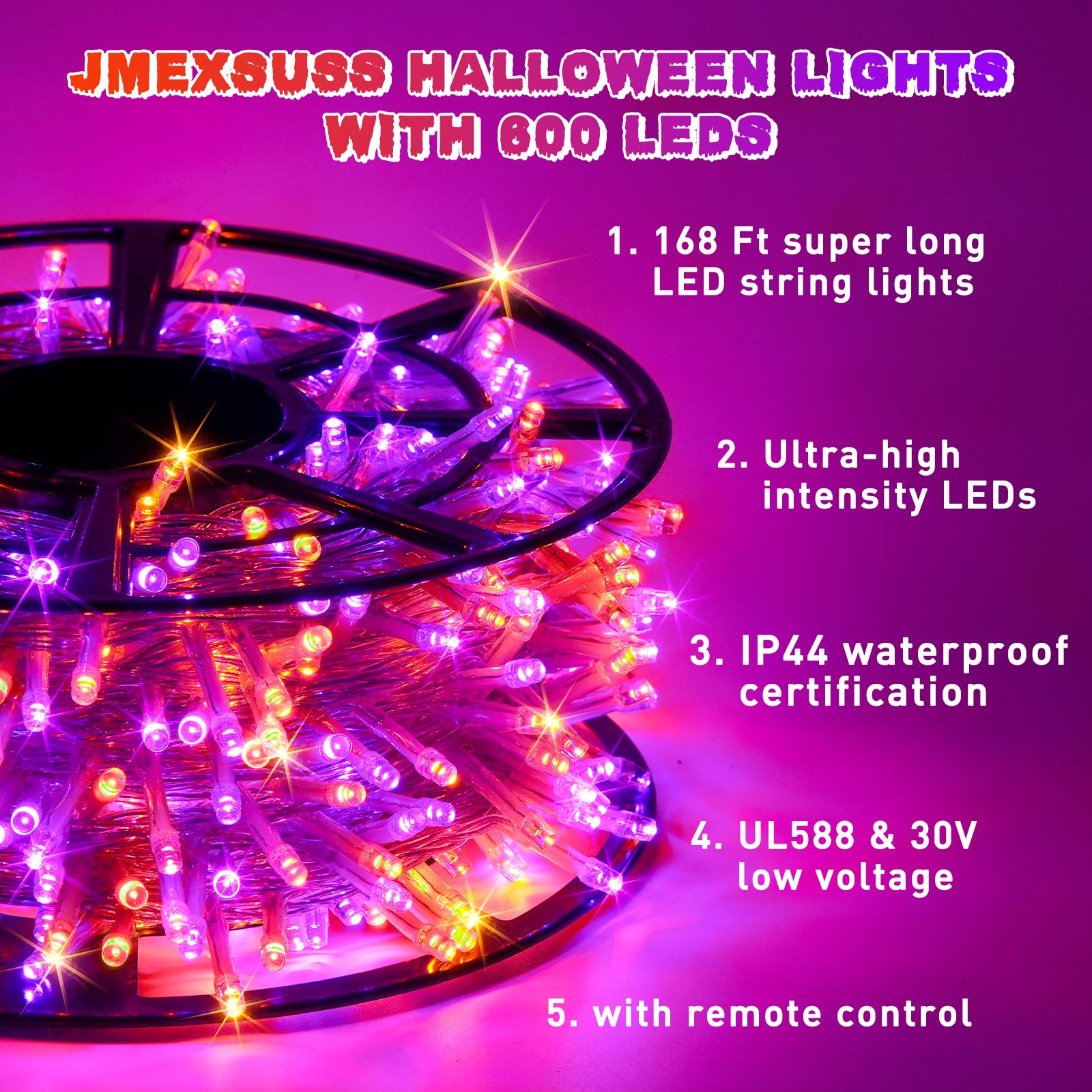 Foto 4 pulgar | Cadena De Luces Led Jmexsuss Para Halloween, 168 Pies Y 600 Led, Para Exteriores - Venta Internacional.