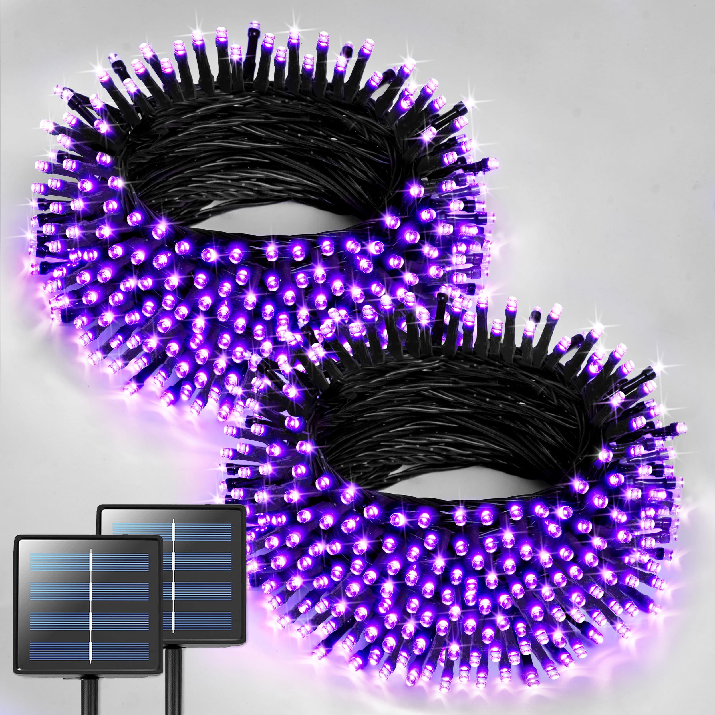 Luces Solares Navideñas Jmexsuss, Color Morado, 400 Led, 46 M, Paquete De 2 - Venta Internacional. $1,166