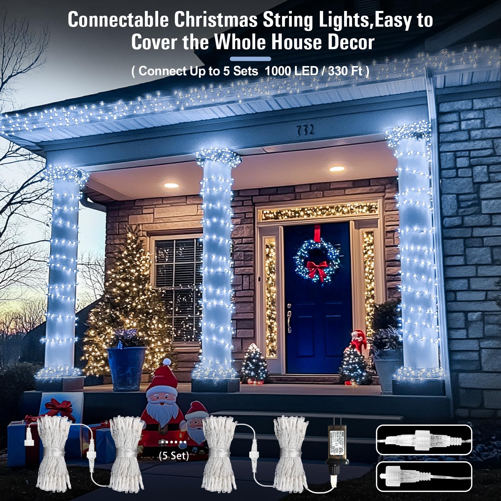 Foto 3 pulgar | Cadena De Luces Led Jmexsuss De 66 Pies Y 200 Led, Color Blanco, Navidad, Para Interiores Y Exteriores - Venta Inte