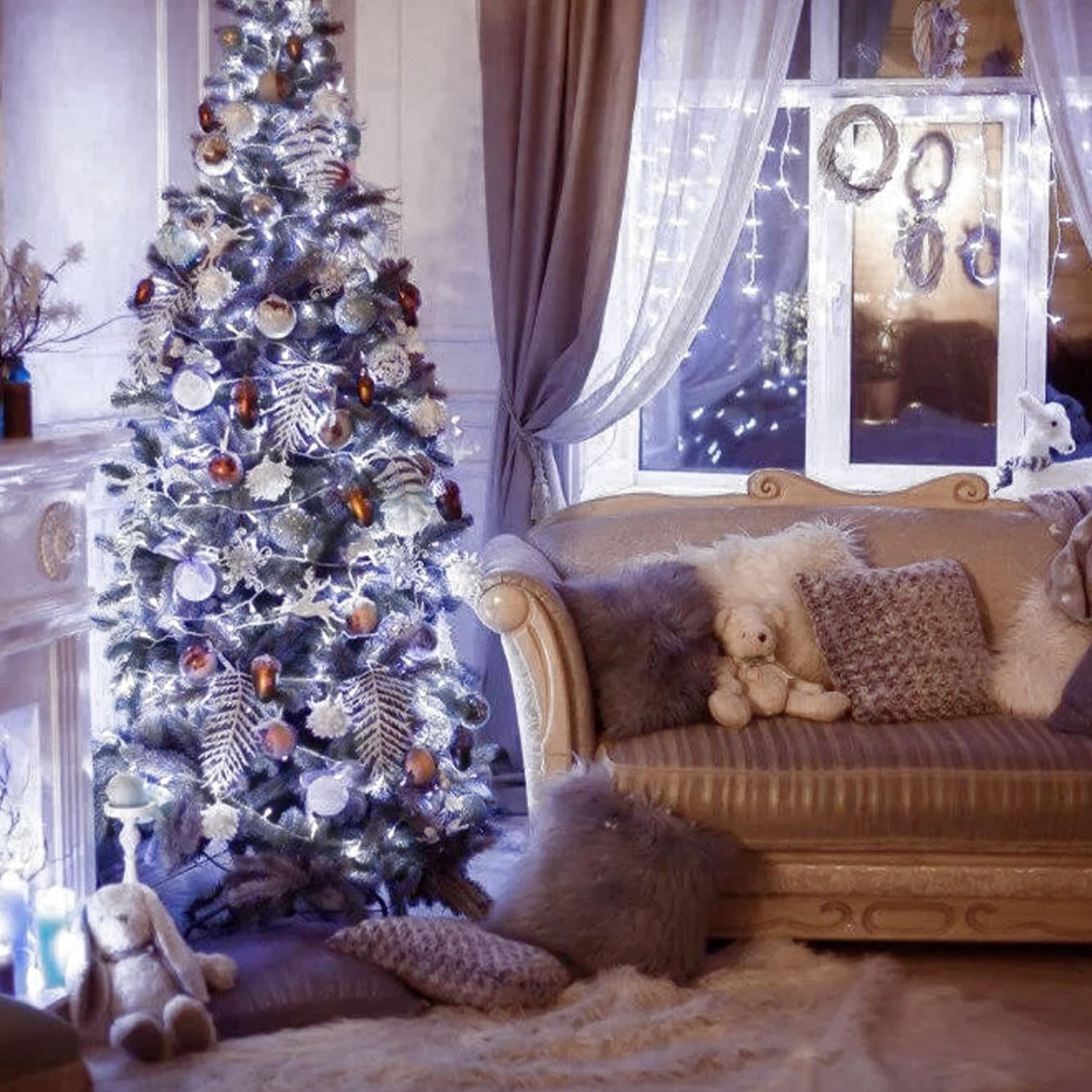 Foto 6 | Cadena De Luces Led Jmexsuss De 66 Pies Y 200 Led, Color Blanco, Navidad, Para Interiores Y Exteriores - Venta Inte