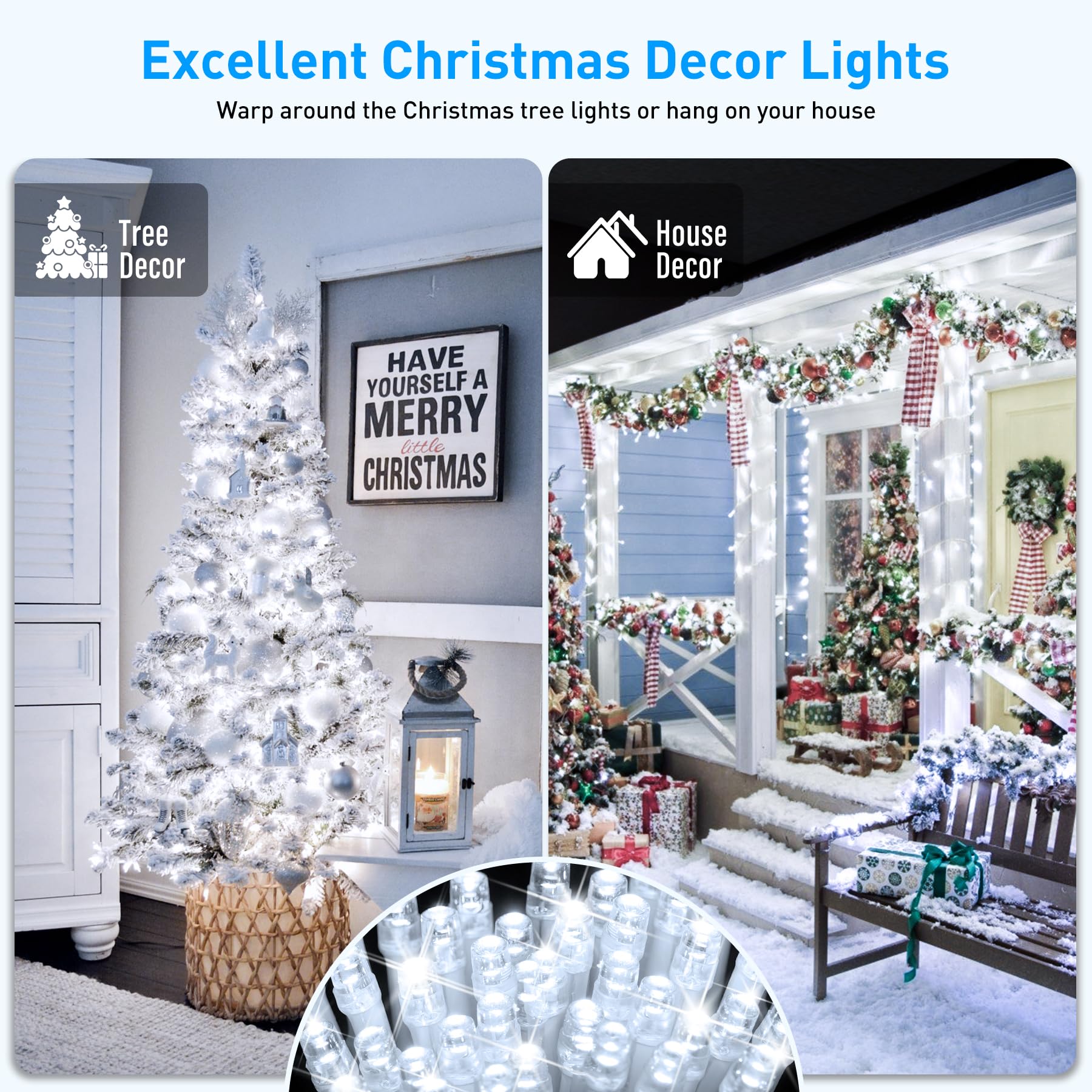 Foto 8 pulgar | Cadena De Luces Led Jmexsuss De 66 Pies Y 200 Led, Color Blanco, Navidad, Para Interiores Y Exteriores - Venta Inte