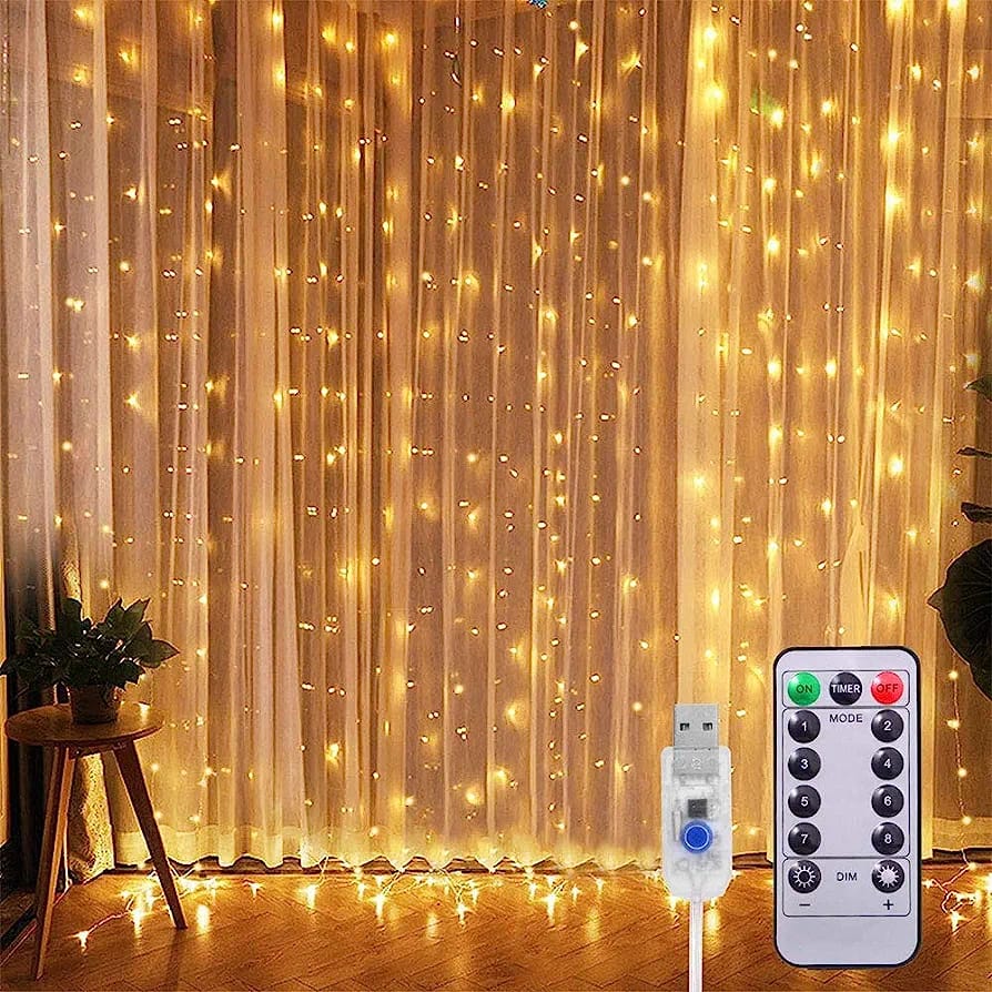 Cortina Decorativa Luz Calida Con 300 Led 3x3mtrs Conexión Usb $250