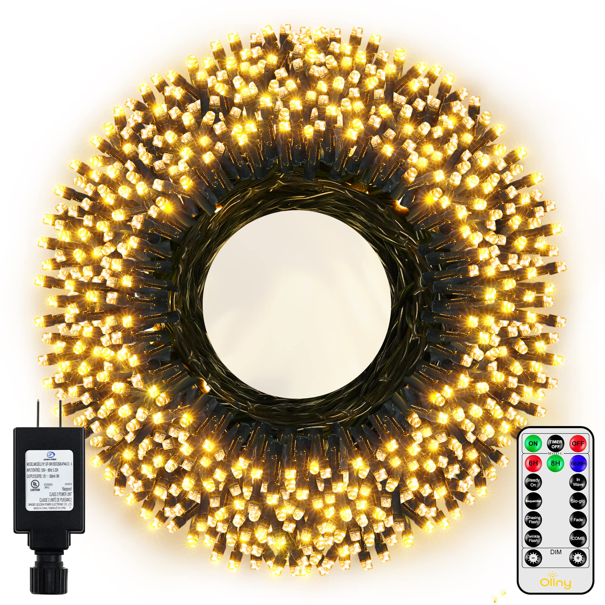 Foto 2 pulgar | Luces Navideñas Ollny 500 Led, 50 M, Color Blanco Cálido Con Control Remoto - Venta Internacional.