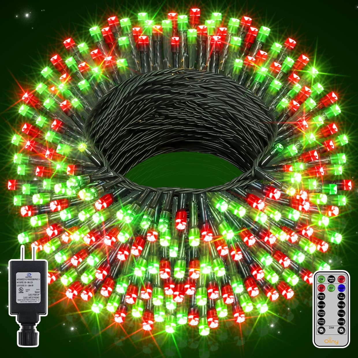 Luces Navideñas Ollny 400 Led, 40 M, Mando A Distancia, Rojo Y Verde - Venta Internacional. $991