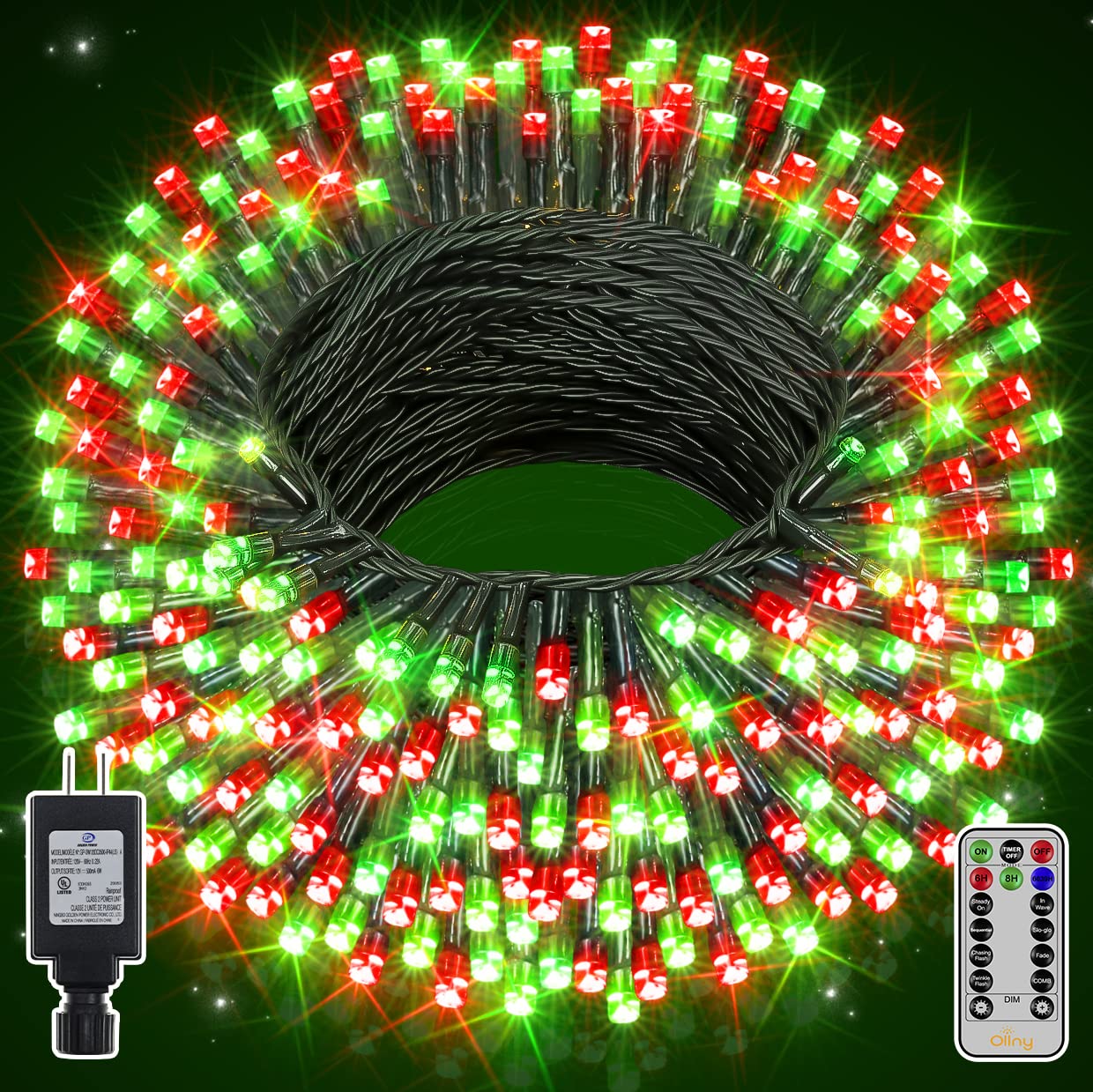 Foto 1 | Luces Navideñas Ollny 400 Led, 40 M, Mando A Distancia, Rojo Y Verde - Venta Internacional.