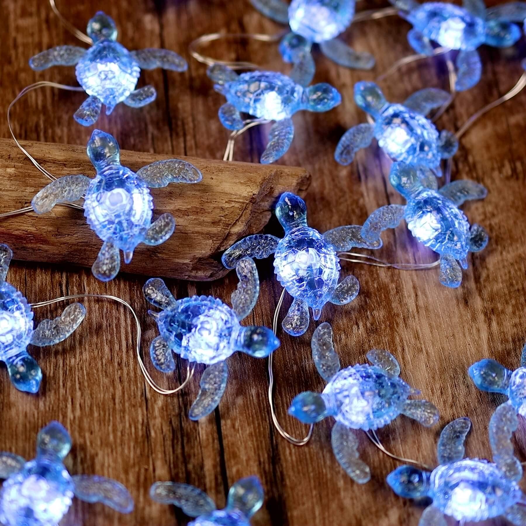 Foto 1 | Cadena De Luces Jashika Para Pared Náutica Navideña Con Forma De Tortuga Marina Azul - Venta Internacional.