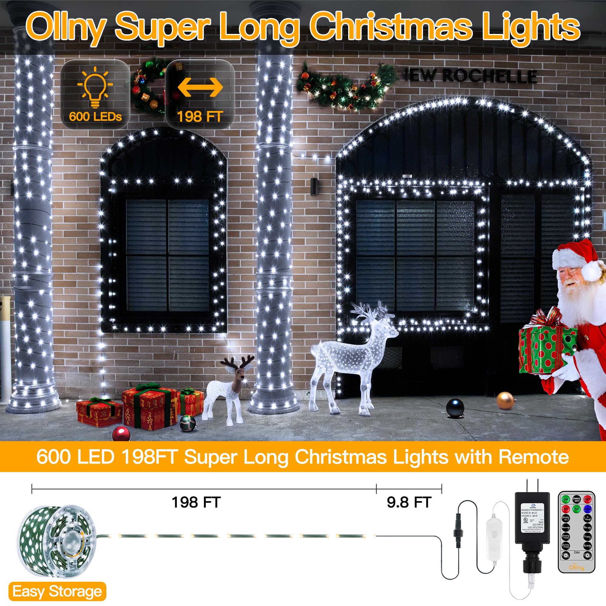 Foto 3 pulgar | Luces Navideñas Ollny 60m 600 Led Impermeables Para Exteriores - Venta Internacional.