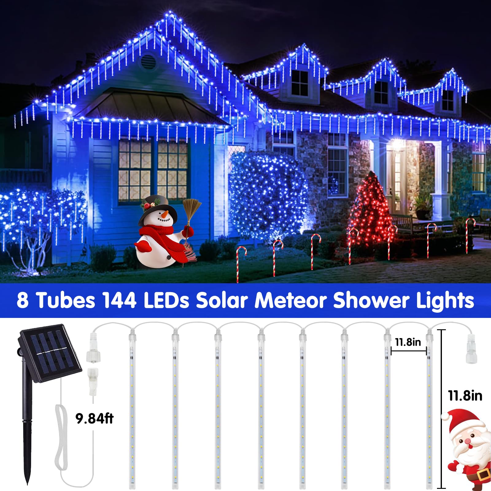 Foto 3 pulgar | Luces Navideñas Solares Jmexsuss Blue Meteor Shower - Venta Internacional.