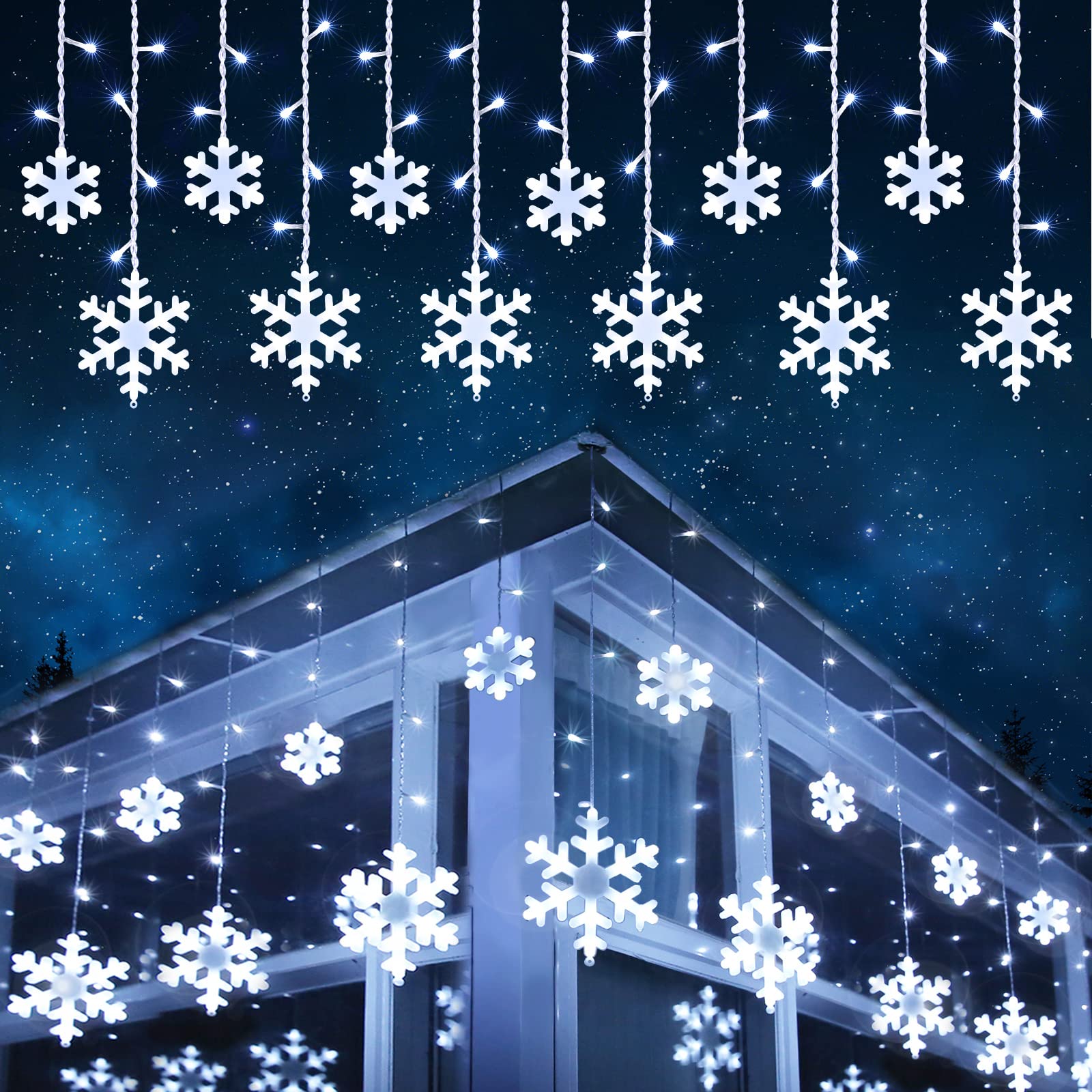 Luces Navideñas Con Forma De Copo De Nieve Toodour, 17,22 Pies, 264 Led, Para Exteriores - Venta Internacional. $1,191