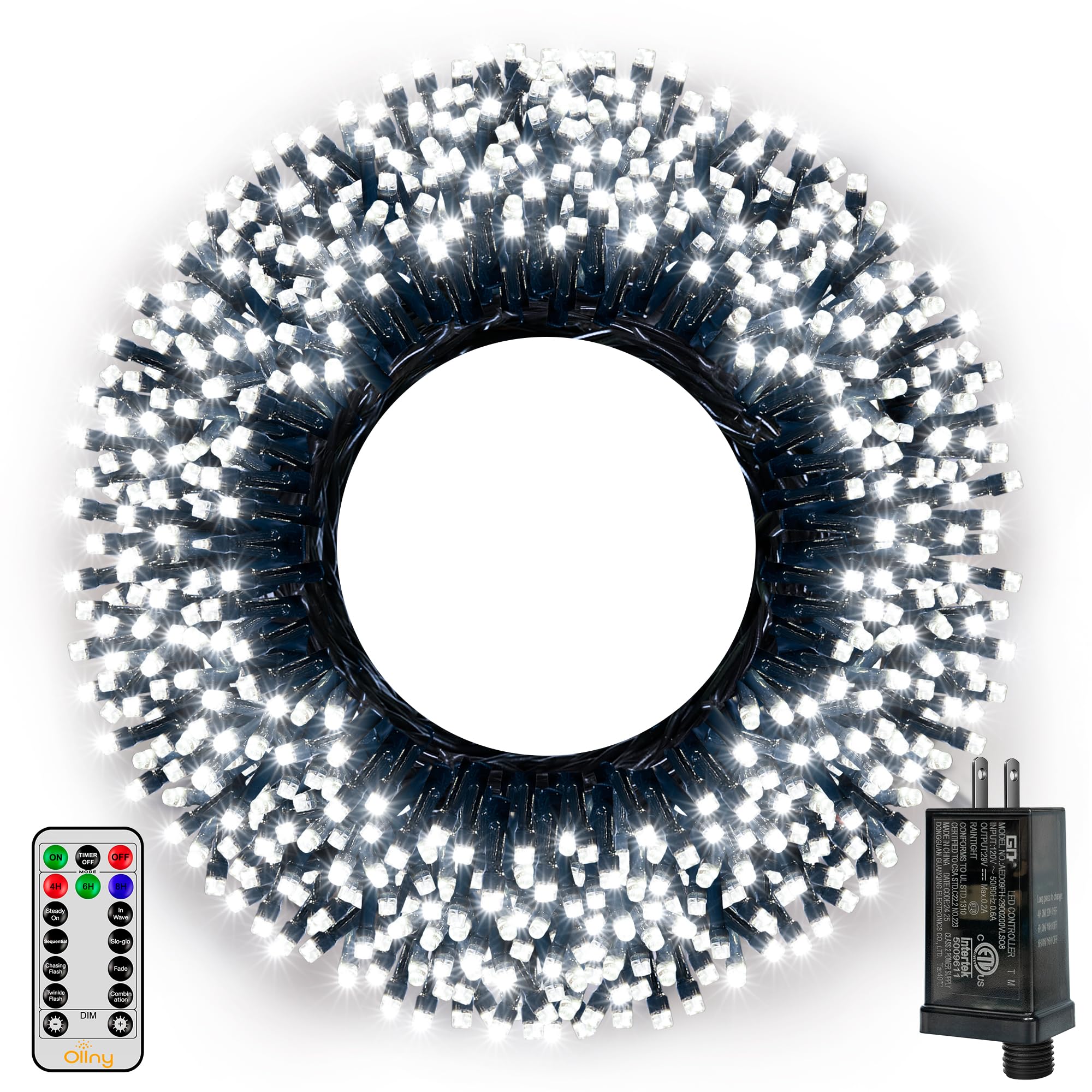 Foto 2 pulgar | Luces Navideñas Ollny 500 Led De 50 M Con Temporizador Remoto De 8 Modos Ip44 - Venta Internacional.