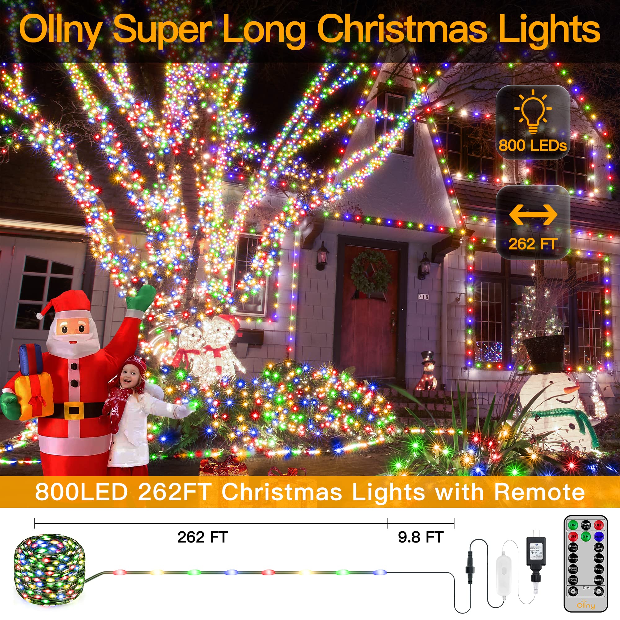 Foto 3 pulgar | Luces Navideñas Ollny 800 Led 80 M Ip67 A Prueba De Agua Con Mando A Distancia - Venta Internacional.