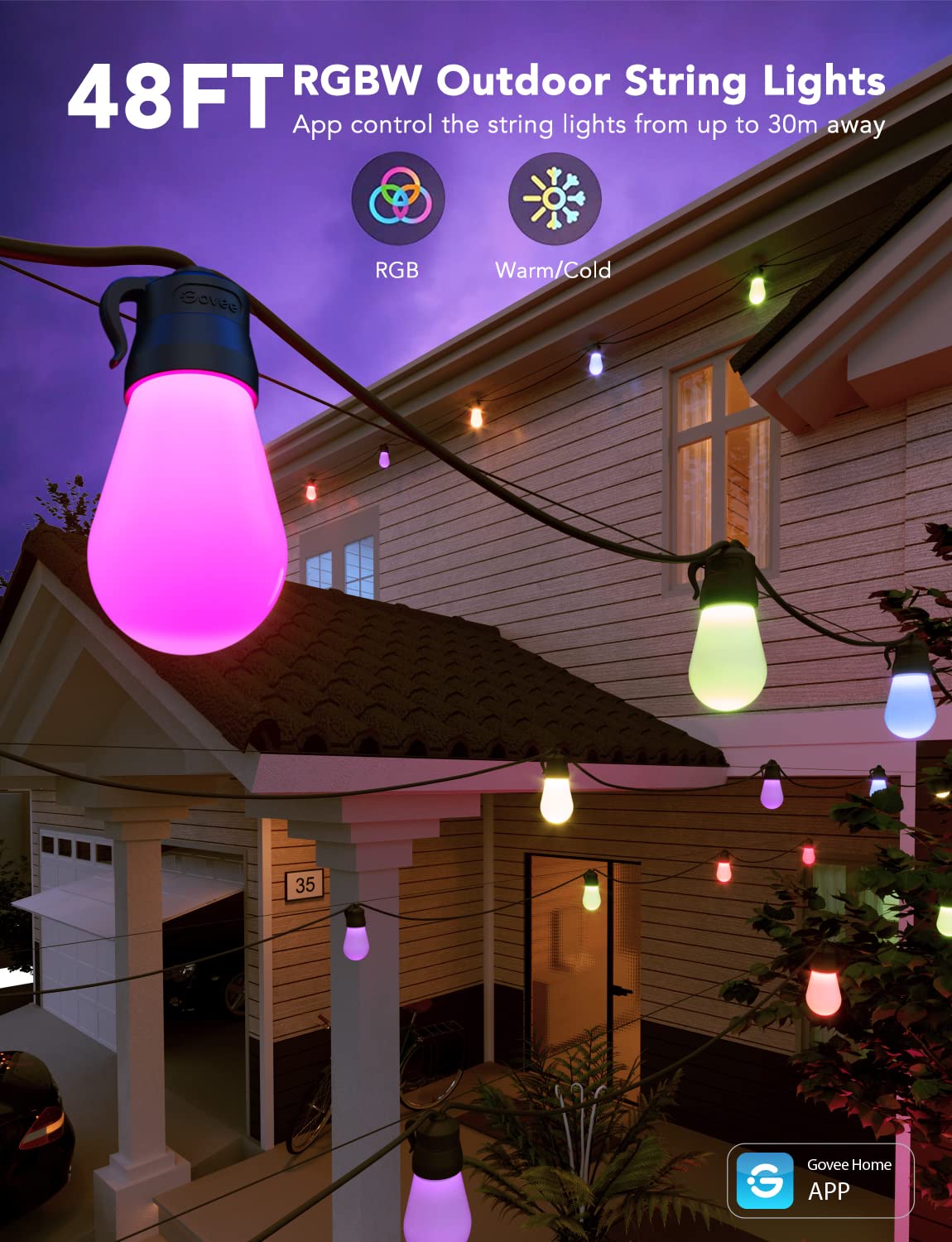 Foto 4 pulgar | Luces para Exteriores Govee H7015 de 48 Pies con 15 Led Rgbic Regulables - Venta Internacional