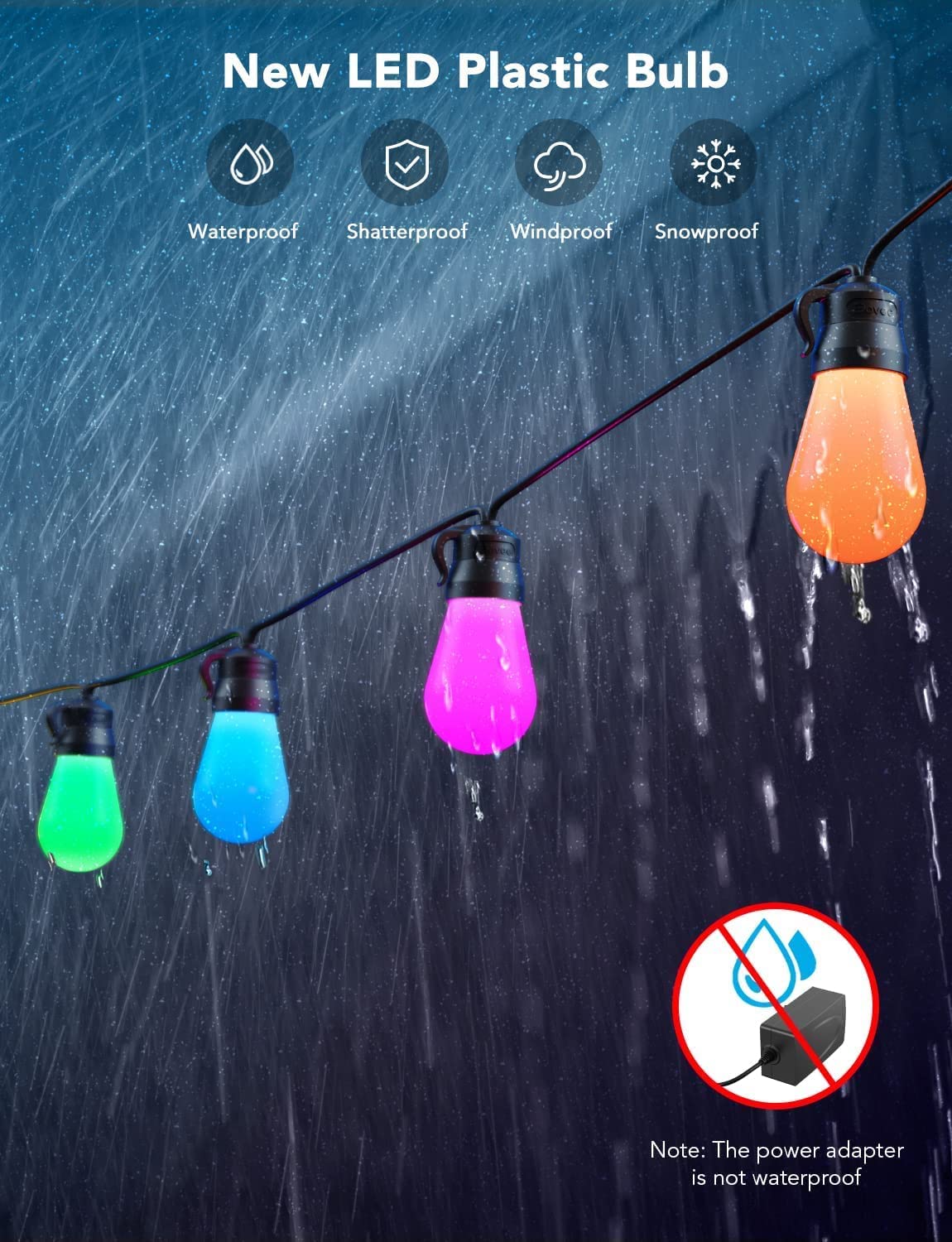 Foto 7 pulgar | Luces para Exteriores Govee H7015 de 48 Pies con 15 Led Rgbic Regulables - Venta Internacional