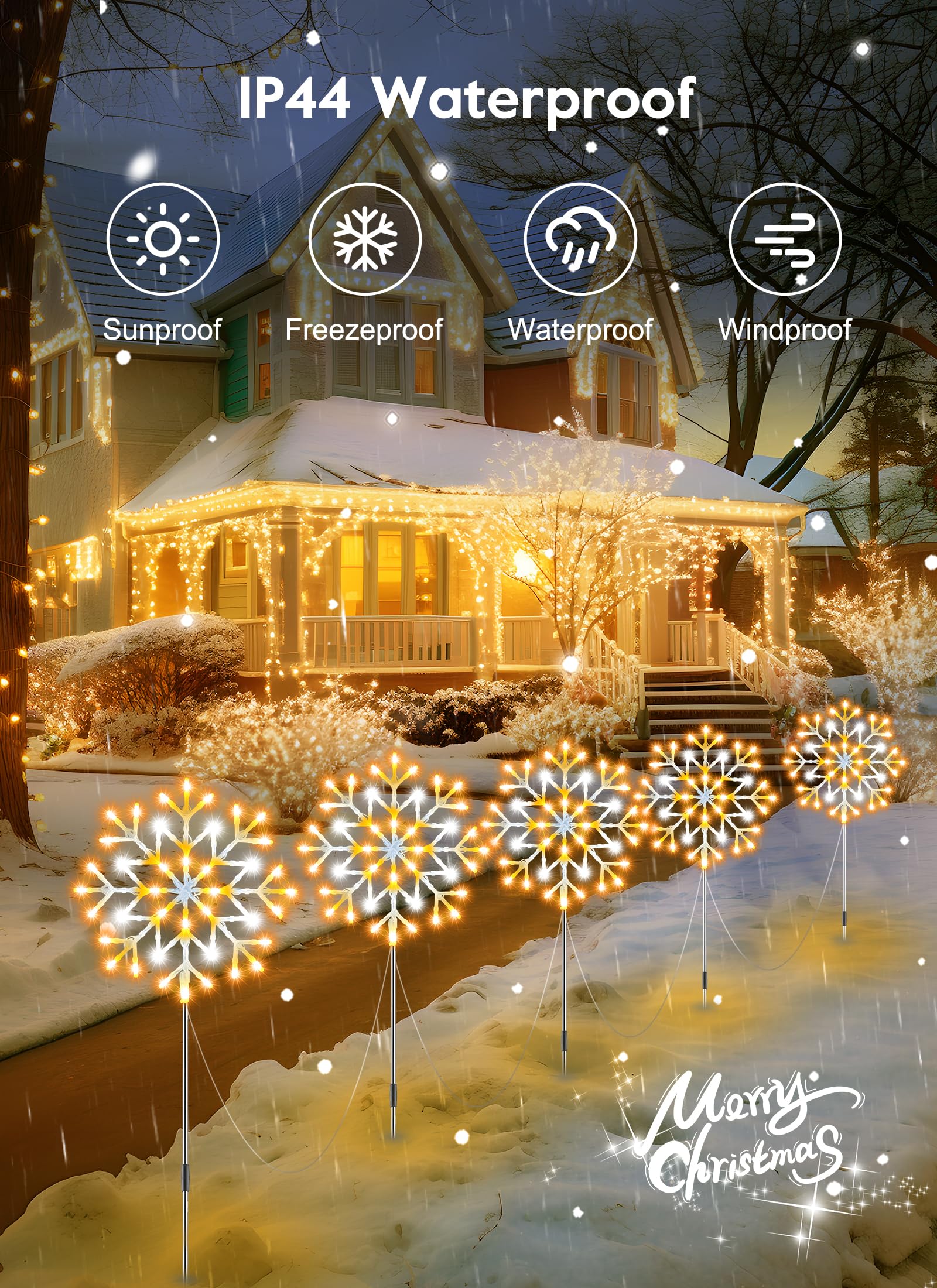 Foto 3 pulgar | Luces Con Forma De Copo De Nieve Brightown Outdoor Christmas, 10 Grandes - Venta Internacional.